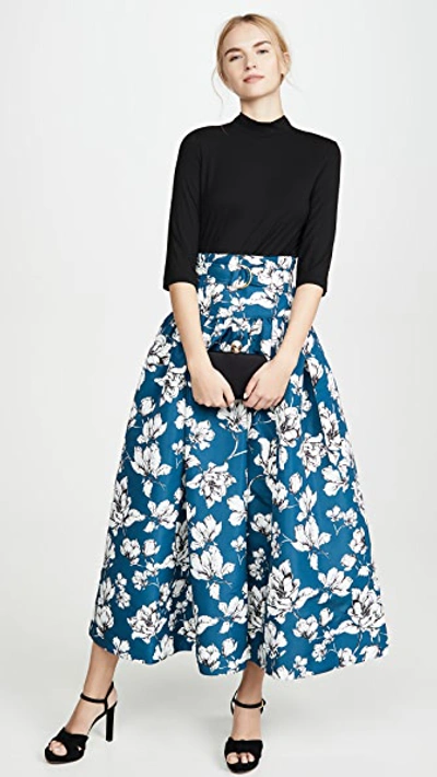 Shop Amur Fatima Skirt In Teal Wild Rose