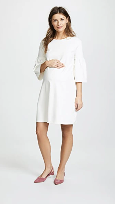 Shop Ingrid & Isabel Ponte Bell Sleeve Dress In Ivory