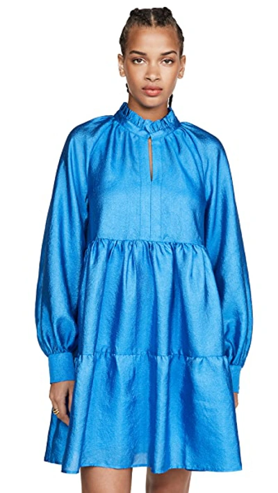 Stine Goya Jasmine Blue Taffeta Mini Dress | ModeSens