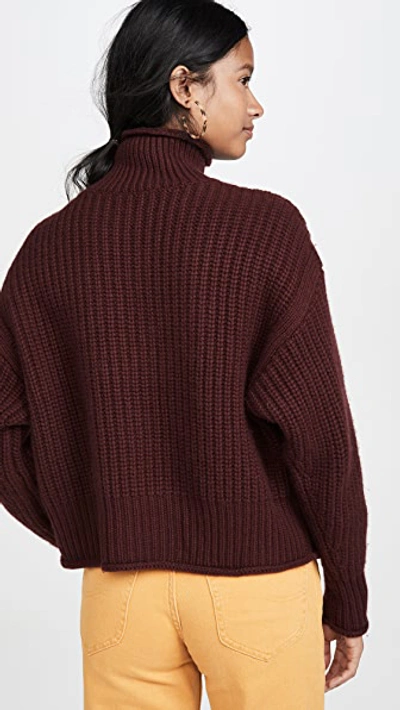 Shop Autumn Cashmere Chunky Shaker Cashmere Sweater In Wine