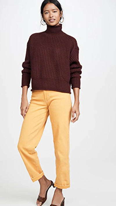 Shop Autumn Cashmere Chunky Shaker Cashmere Sweater In Wine
