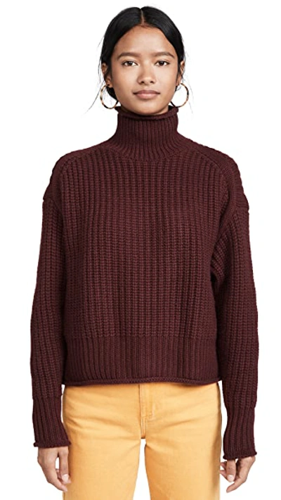 Shop Autumn Cashmere Chunky Shaker Cashmere Sweater In Wine