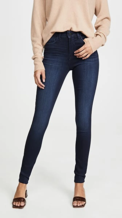 Shop L Agence Marguerite High Rise Skinny Jeans In Marino Blue Marble
