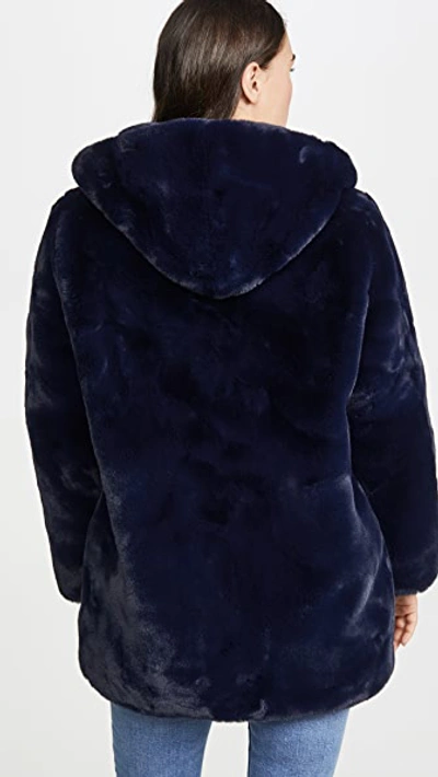 Shop Apparis Marie Faux Fur Coat In Navy Blue