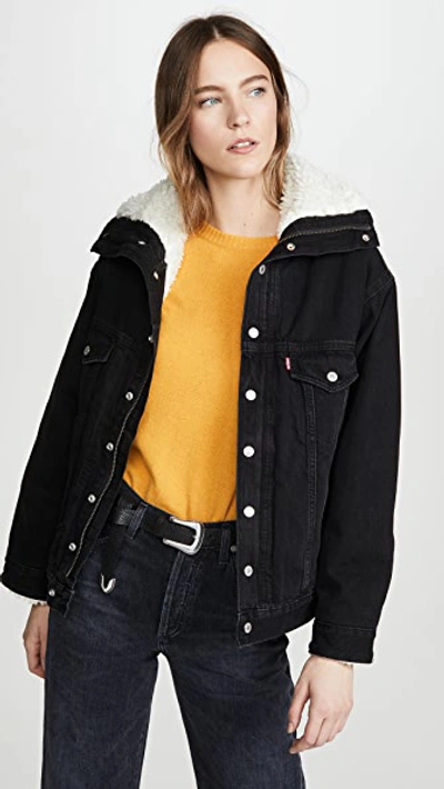 Levi's Levis Dad Faux Shearling Lined Denim Jacket In Black Book | ModeSens