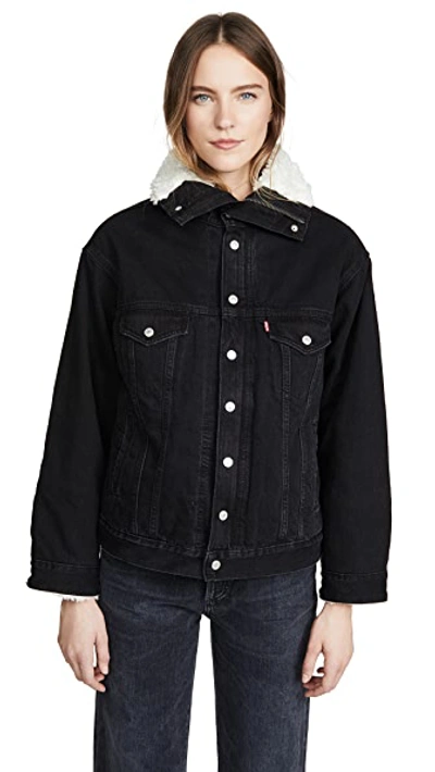 Shop Levi's Dad Sherpa Denim Jacket In Black Book