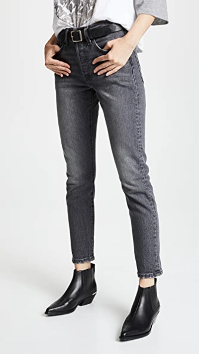 Shop Levi's 501 Stretch Skinny Jeans In Coal Black