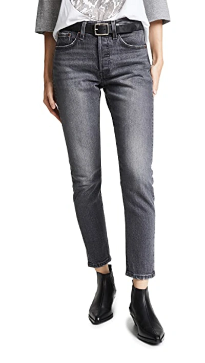 Shop Levi's 501 Stretch Skinny Jeans In Coal Black