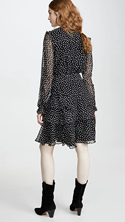 Shop Jason Wu Small Dot Long Sleeve Dress In Black/chalk