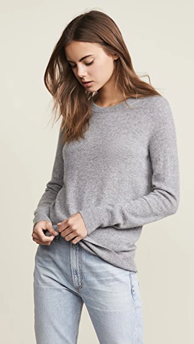 Shop White + Warren Essential Cashmere Sweater In Grey Heather