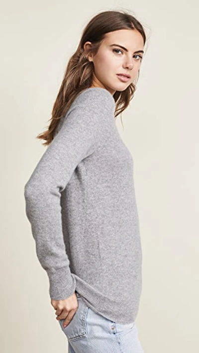 Shop White + Warren Essential Cashmere Sweater In Grey Heather