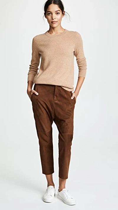 Shop White + Warren Essential Cashmere Sweater In Camel