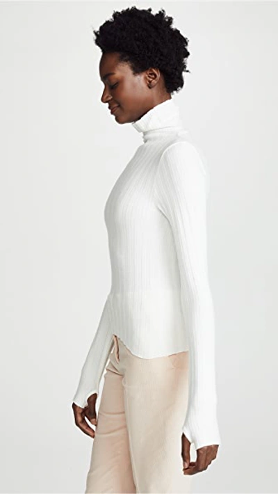 Shop Enza Costa Ribbed Cropped Turtleneck In Winter White