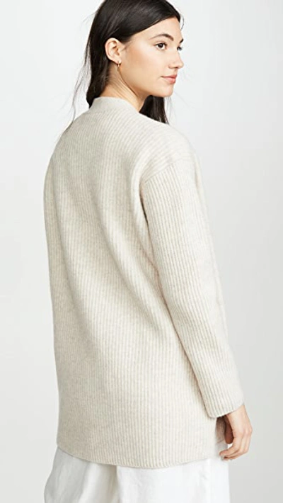 Shop Vince Ribbed Back Cardigan In Heather Dove Oat