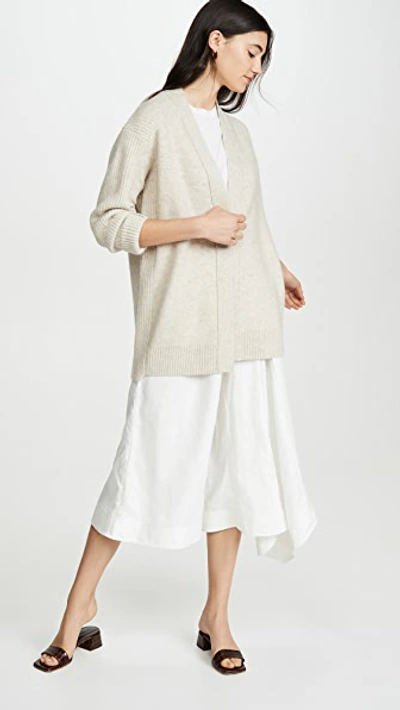 Shop Vince Ribbed Back Cardigan In Heather Dove Oat