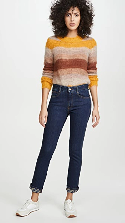 Shop Stella Mccartney Skinny Boyfriend Eco Dark Logo Jeans In Blue Marine