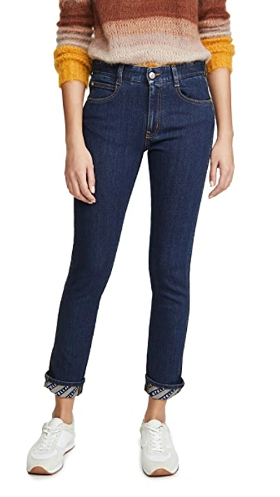 Shop Stella Mccartney Skinny Boyfriend Eco Dark Logo Jeans In Blue Marine