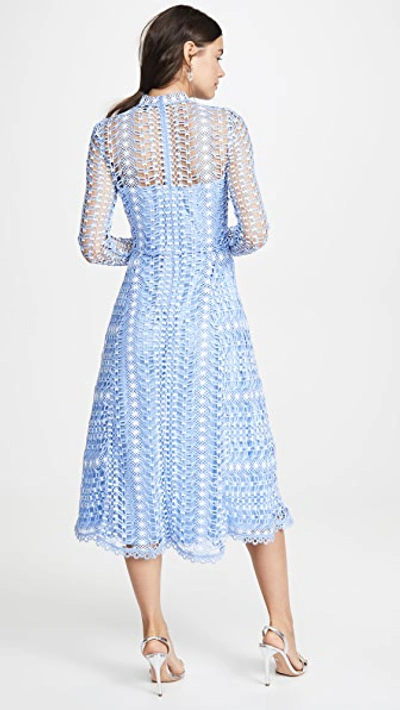 Shop Temperley London Lace Midi Dress In Sky