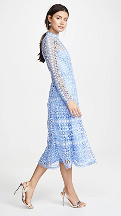 Shop Temperley London Lace Midi Dress In Sky