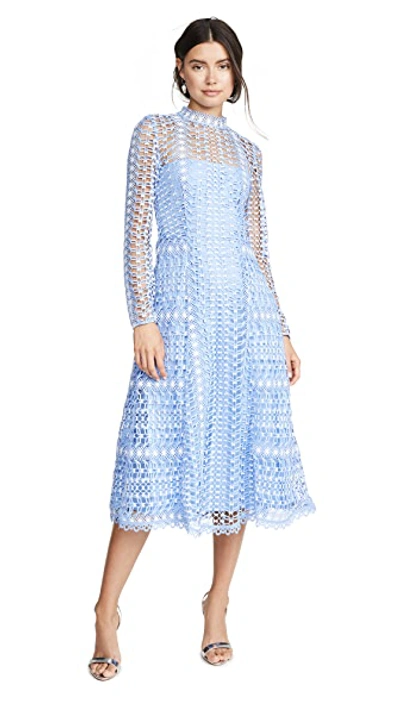 Shop Temperley London Lace Midi Dress In Sky