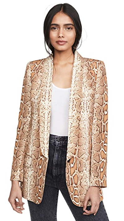 Shop Smythe Long Shawl Blazer In Desert Snake