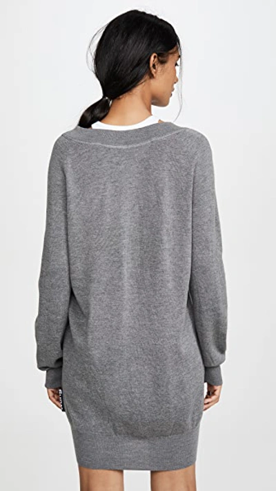 Shop Alexander Wang T Bi-layer Sweater Dress In Heather Grey/white