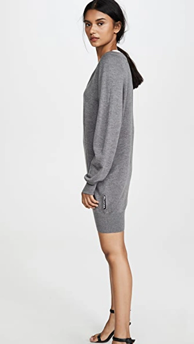 Shop Alexander Wang T Bi-layer Sweater Dress In Heather Grey/white