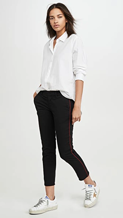 Shop Nili Lotan East Hampton Pants In Jet Black With Red Piping