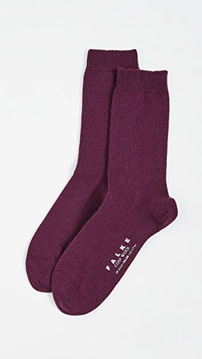 Shop Falke Cozy Wool Socks In Pinot Noir