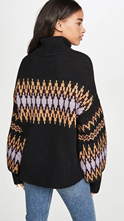 Shop A.l.c Tracey Alpaca Fair Isle Sweater In Black/bordeaux/lilac