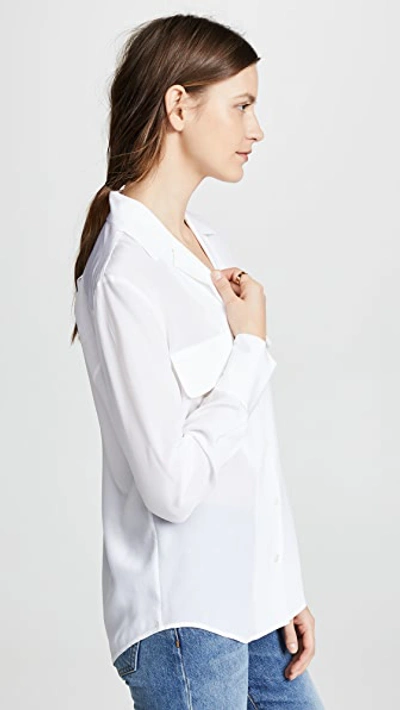 Shop Frame Pocket Silk Blouse In Blanc