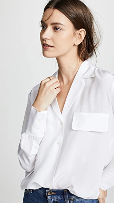 Shop Frame Pocket Silk Blouse In Blanc