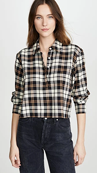 Shop Current Elliott The Mets Crop Shirt In Helena Plaid