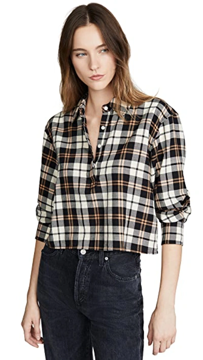 Shop Current Elliott The Mets Crop Shirt In Helena Plaid