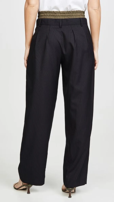 Shop Monse Pinstripe Pleated Trousers In Black Olive