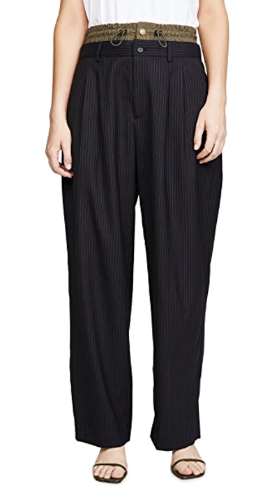 Pinstripe Pleated Trousers