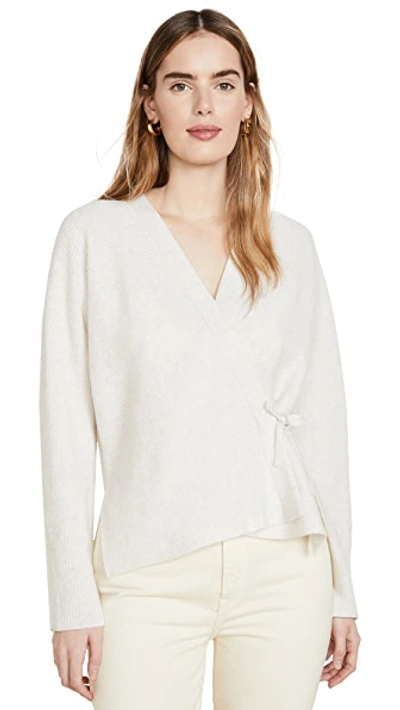 Shop Vince Wool Cashmere Wrap Cardigan In White