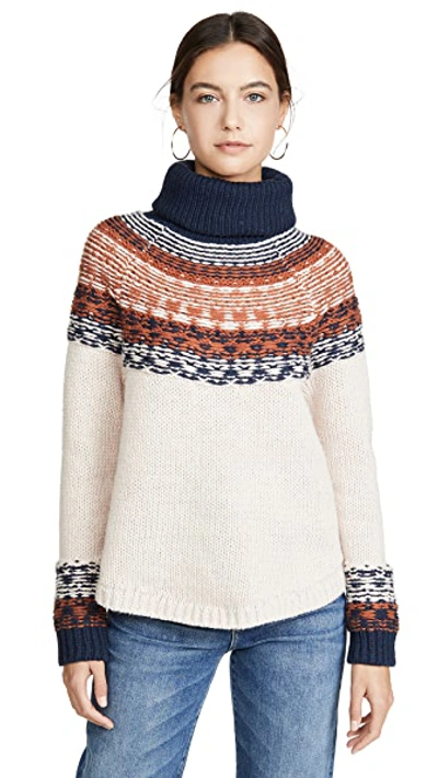 Shop Madewell Brookdale Fair Isle Turtleneck Sweater In Avalon Pink