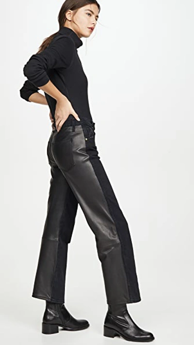 Shop Khaite Kerrie Jeans With Leather Combo In Black