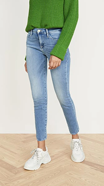 Shop Frame Le High Skinny Jeans In Republic Rips