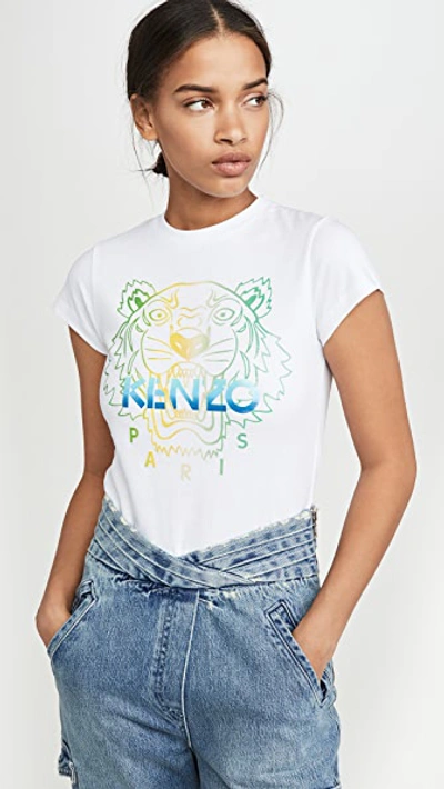 Shop Kenzo Cropped Skinny T-shirt In White