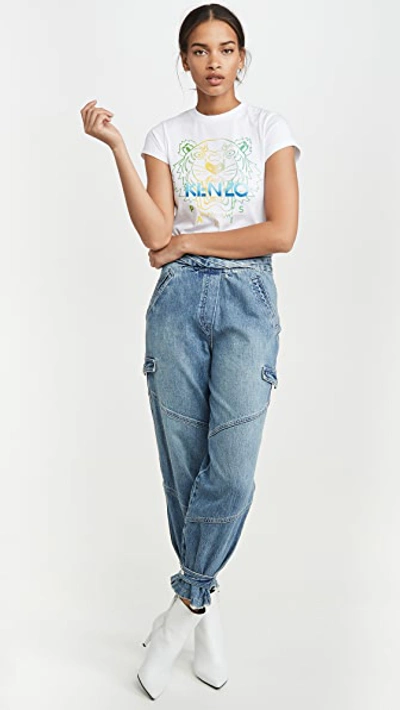 Shop Kenzo Cropped Skinny T-shirt In White