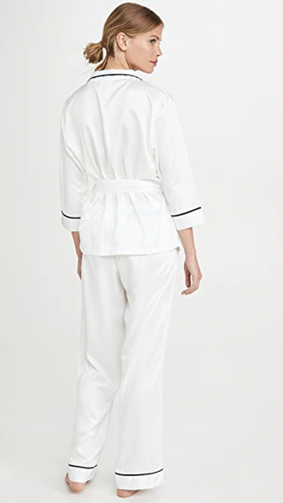 Shop Bluebella Wren Kimono & Trouser Pajama Set In Ivory/black