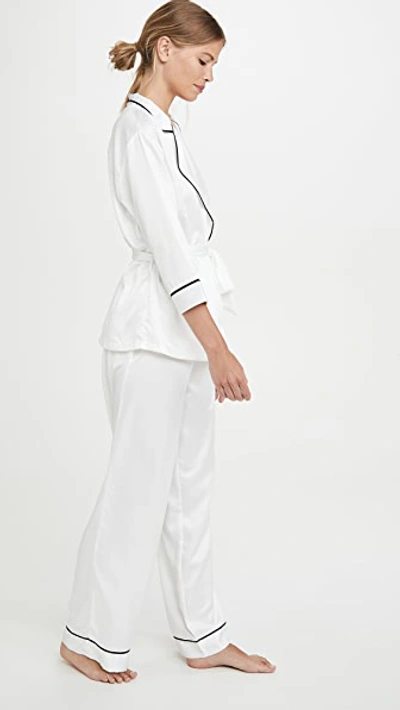 Shop Bluebella Wren Kimono & Trouser Pajama Set In Ivory/black