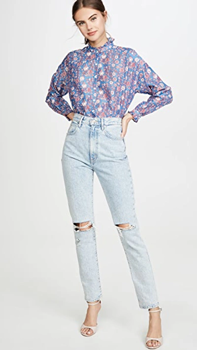 Shop Alix Of Bohemia Sonnet Blouse Print Blouse In Blue/red