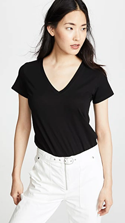 Shop Vince Essential V Neck Tee In Black