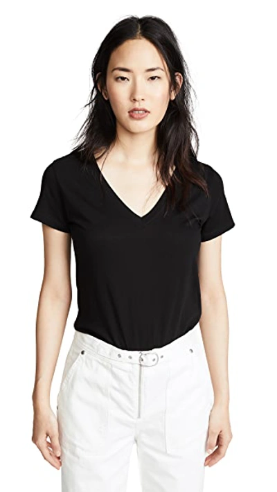 Shop Vince Essential V Neck Tee In Black