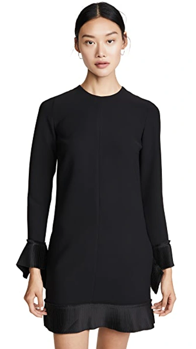 Shop Victoria Victoria Beckham Pleat Detail Shift Dress In Black