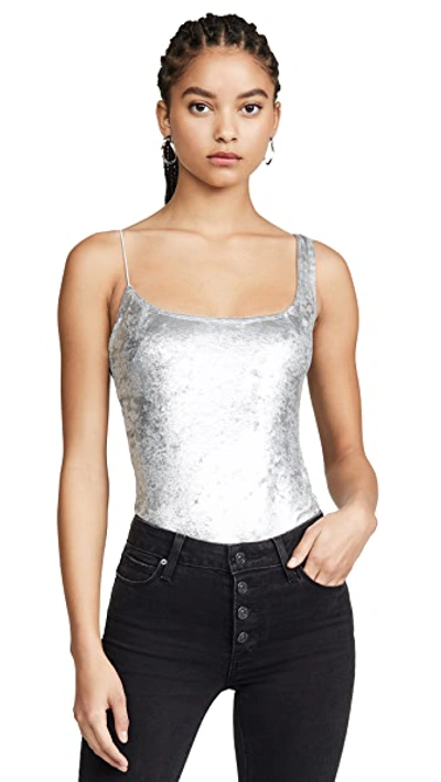 Shop Alix Gracie Ultra Suede Bodysuit In Platinum