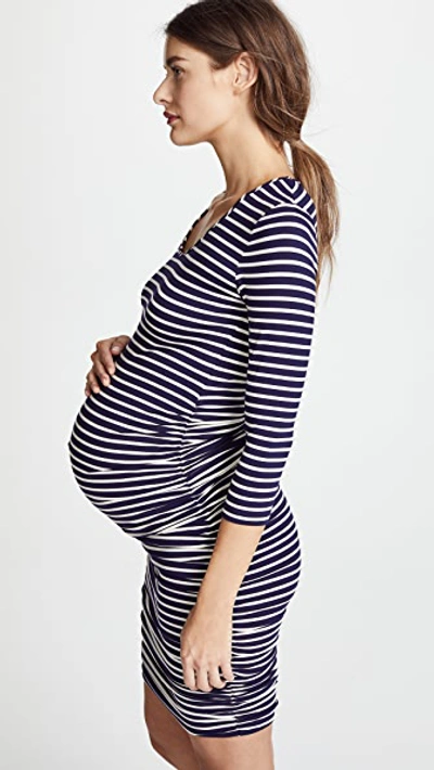 Shop Ingrid & Isabel Striped Maternity Dress In True Navy/cream Stripe